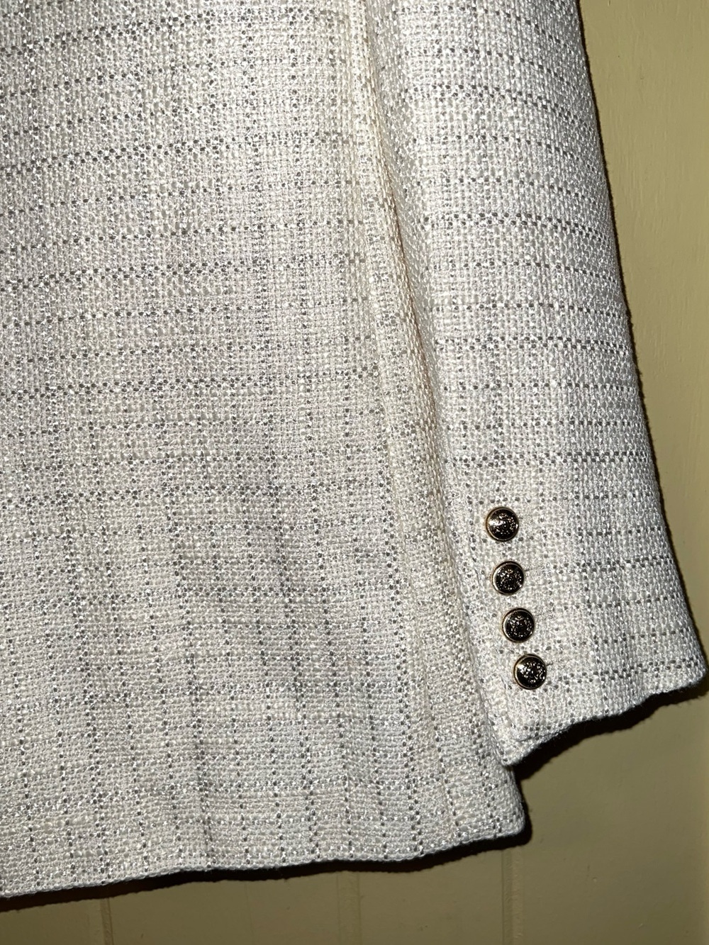 Endless Blu Cream Boucle Tweed Blazer Modern Preppy Chic Jacket Size L NWT - Picture 5 of 9